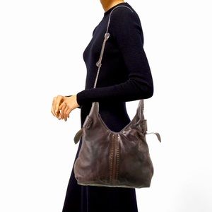 FRYE Samantha Hammered Studded Washed Leather Hobo Crossbody Bag